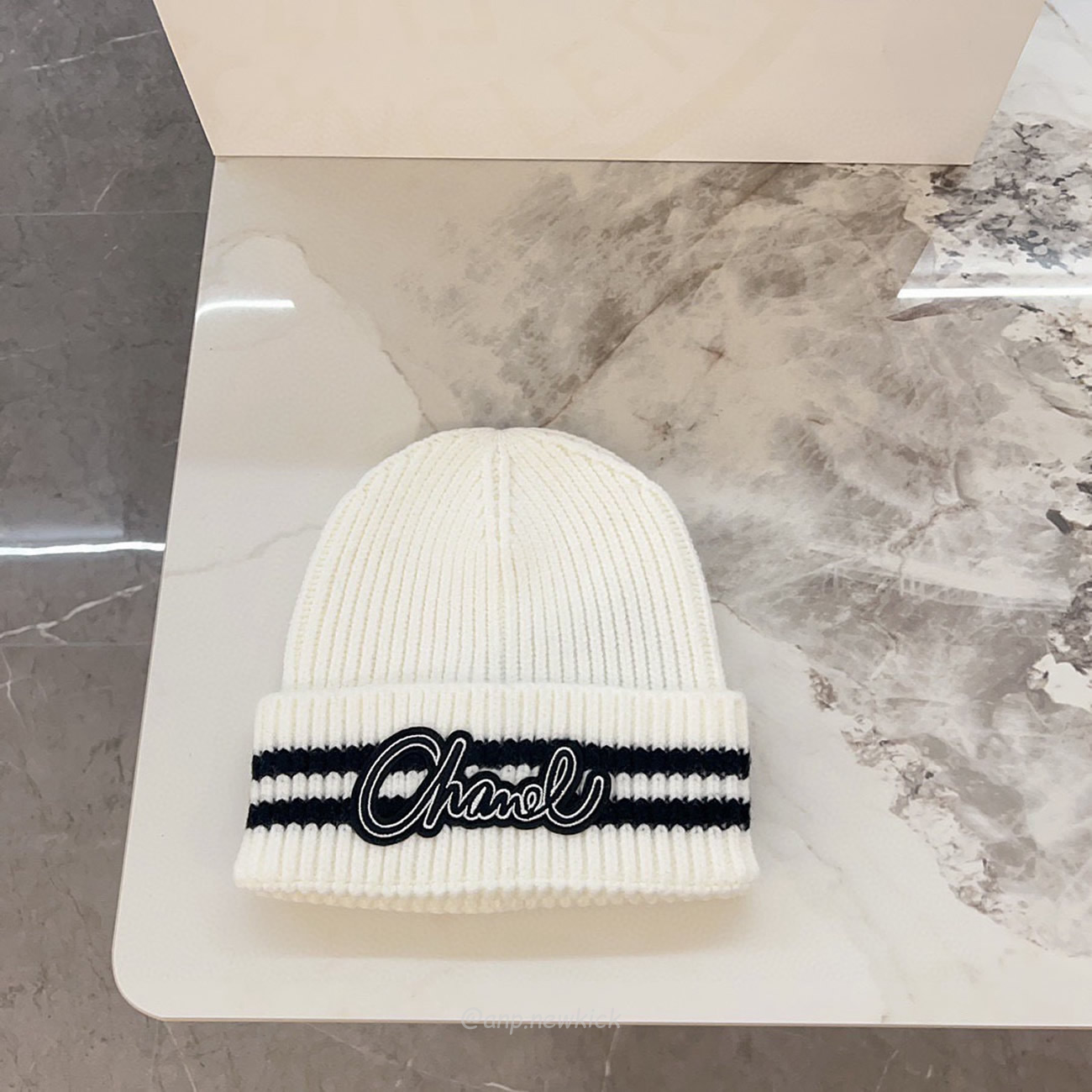 Chanel Knitted Cold Hat White Black Gray Brown (10) - newkick.org